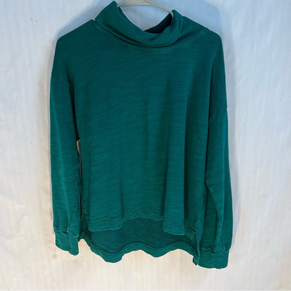 J. Crew Vintage Fleece Green Sweatshirt Turtleneck Pullover Soft Medium 👍